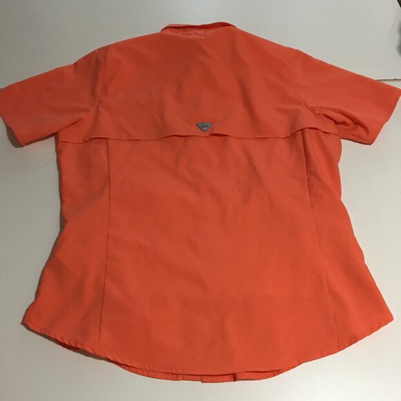 Columbia PFG Womens Medium Orange Short Sleeve Fishing Shirt Vented - Picture 7 of 11